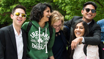 Students at Mason share a laugh