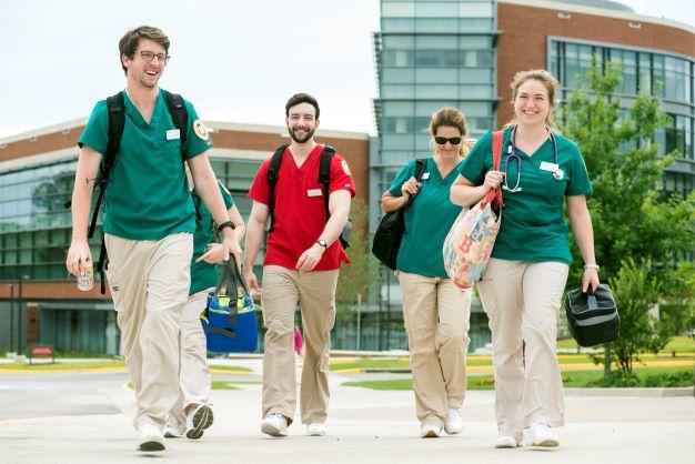 Nursing students walking