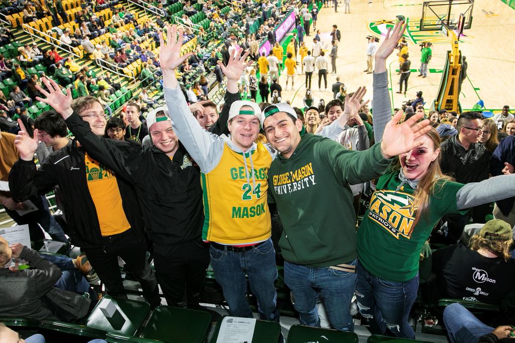 Group of students at basketball game